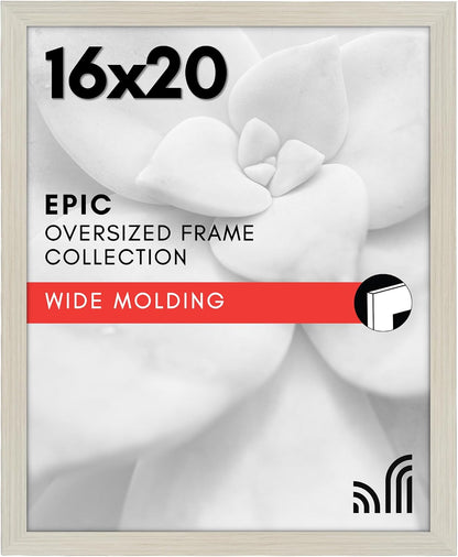 Americanflat 16x20 Picture Frame with Polished Plexiglass - Black Picture Frame - Wide Photo Frames Made of Engineered Wood for Vertical or Horizontal Wall Display - Epic Collection - Black - Colors B