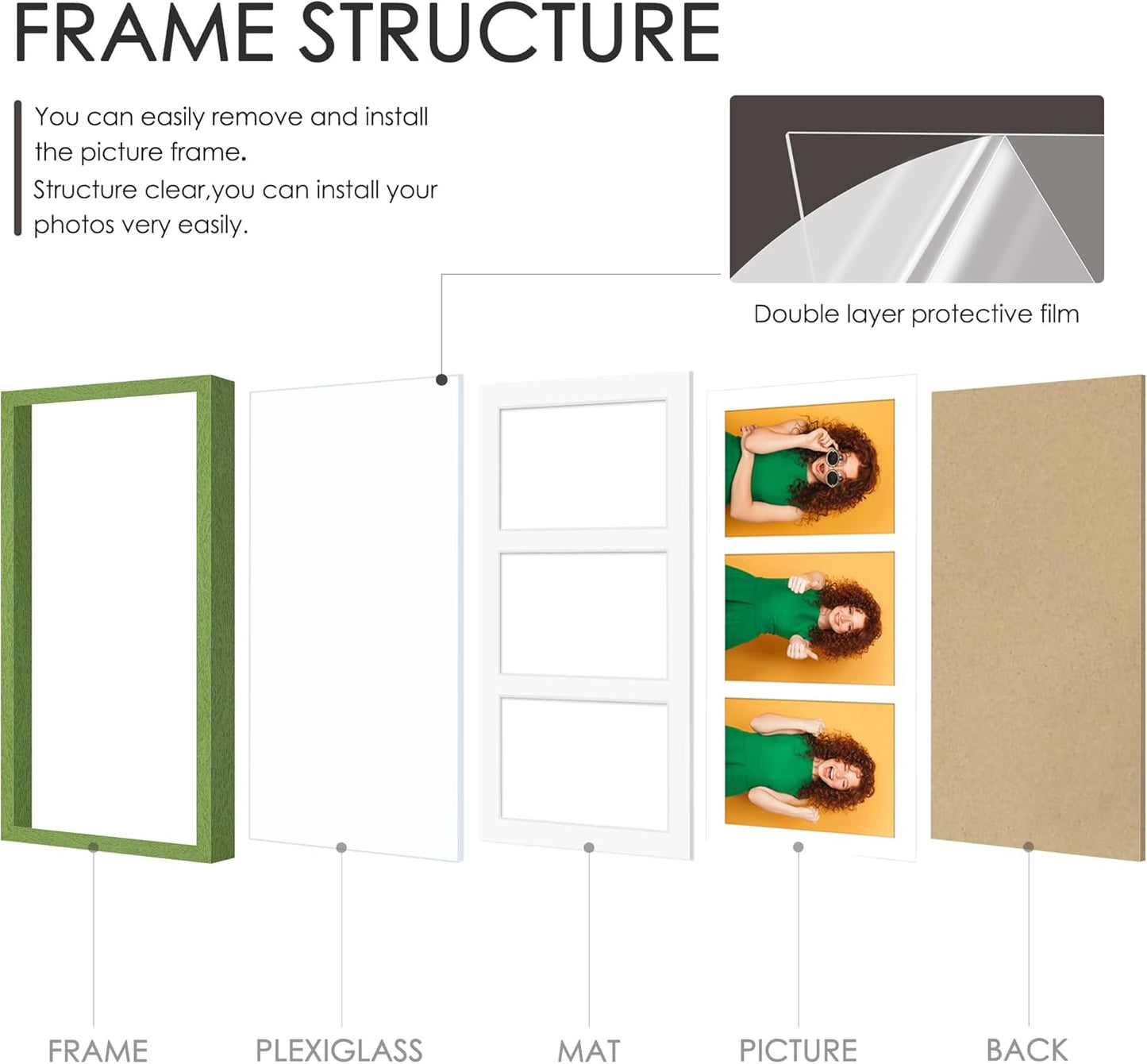DUENPY 14x26 Collage Picture Frame 4x6 Collage Picture Frame Displays Twelve 4x6 inch Photos Available Horizontal Wall Mounting Display and Vertical Black - Colors B