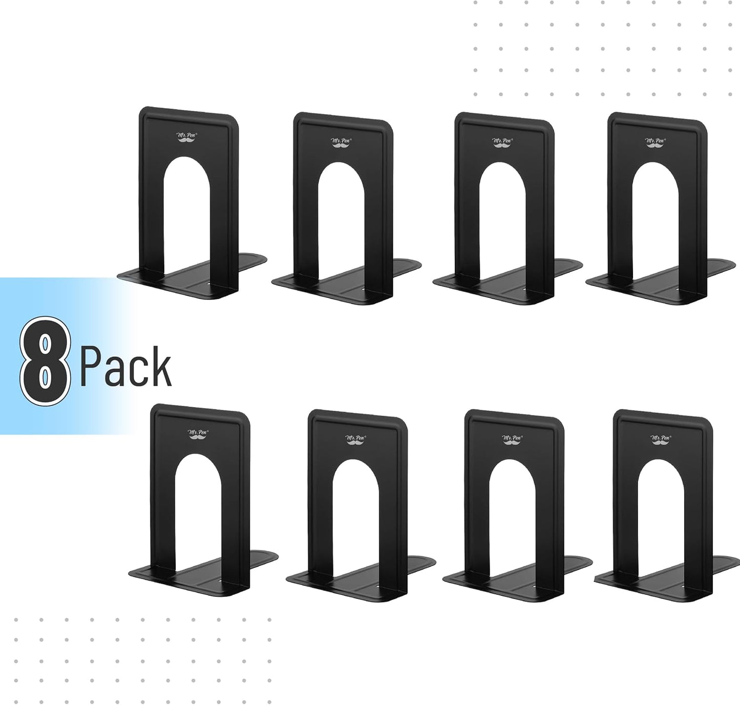 Mr. Pen- Book Ends, Black, 4 Pack, Heavy Duty Metal Bookends for Shelves, Book Holders for Shelves, Metal Bookends