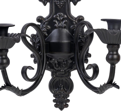CC wonderland zone Candle Sconce(Set of 2)-Metal Gothic Wall Decorations-Rustic Home Decor-Black Gold Wall Candle Sconces,Dark Academia Decor