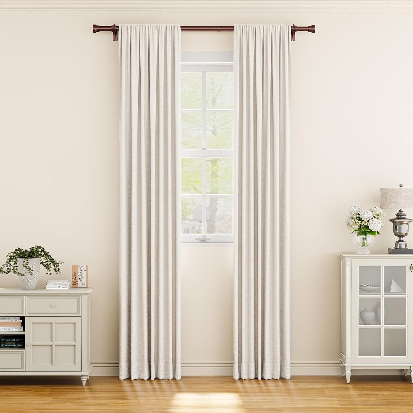 YaFex Curtain Rods 32-144 Inch, Heavy Duty 1 Inch Adjustable Curtain Rod for Windows, Black Extra Long Window Treatment Rods, Modern Design, Easy Installation