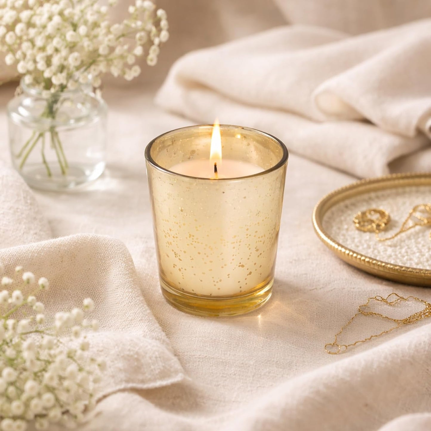 48-Pack Clear Glass Votive Candles – 10–12 Hour Long Burn, Unscented, Ivory, Bulk Set for Weddings, Events & Table Centerpieces – Hosley