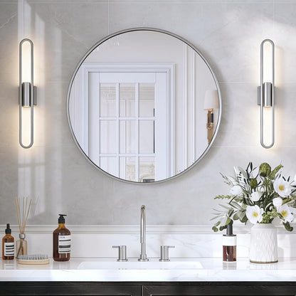 USHOWER Bathroom Mirrors for Over Sink, 36 Inch Circle Mirror with Metal Frame, Black Wall Mirror for Vanity, Entryway, Living Room, Hallway and Bedroom Decor