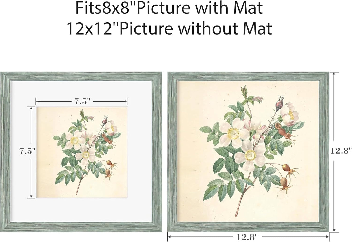 12x12 Picture Frame Set of 9, Display Pictures 8x8 with Mat or 12x12 without Mat, Multi Collage Gallery Square Photo Frames for Wall or Tabletop, Black