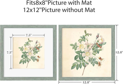 12x12 Picture Frame Set of 9, Display Pictures 8x8 with Mat or 12x12 without Mat, Multi Collage Gallery Square Photo Frames for Wall or Tabletop, Black