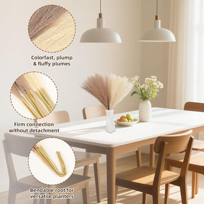 30pcs Pampas Grass Decor,21" Artificial Pompous Grass Bulk,Small Vase Filler Pompas Grass for Home Wedding Living Room Wall Party Decoration (Beige,Light Brown, 21 Inch 30 Pcs)
