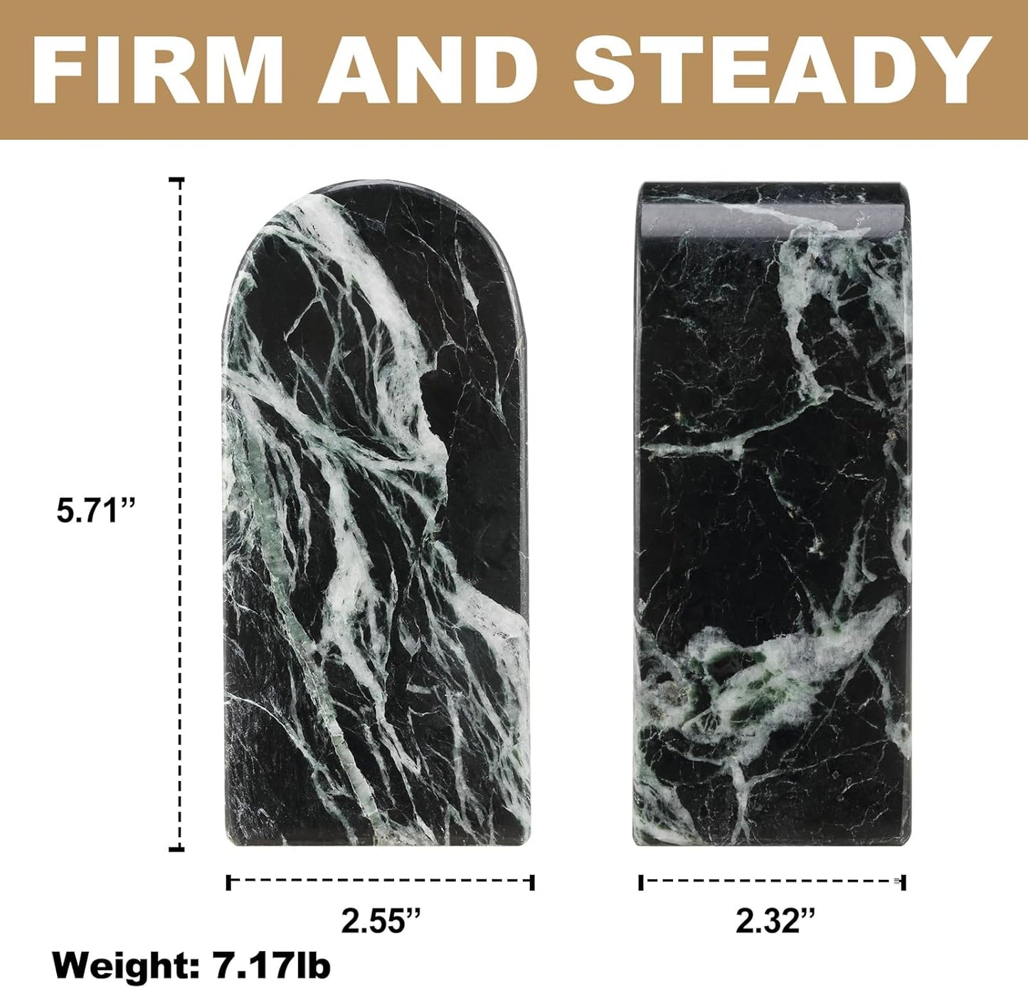 Koville African Natural Marble Bookends for Shelves, Non-Slip Book Ends, 13LBS Ultra Heavy Duty Marble Book Holder Organizer, Apartment Decor for Movies/CD/Video Games(Namib Fantasy)