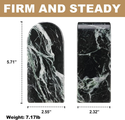 Koville African Natural Marble Bookends for Shelves, Non-Slip Book Ends, 13LBS Ultra Heavy Duty Marble Book Holder Organizer, Apartment Decor for Movies/CD/Video Games(Namib Fantasy)