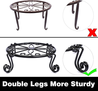12"x3.1" Black Plant Stand for Flower Pot Heavy Duty Potted Holder Indoor Outdoor Metal Rustproof Iron Garden Container Round Supports Rack for Planter Bronze,Pumpkin Stand Outdoor