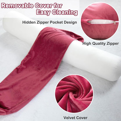 1 MIDDLE ONE Body Pillow for Adults, Bolster Pillow with Removable Velvet Cover, Long Round Cervical Roll Pillow, 47 x 7.87 Inches, Grey