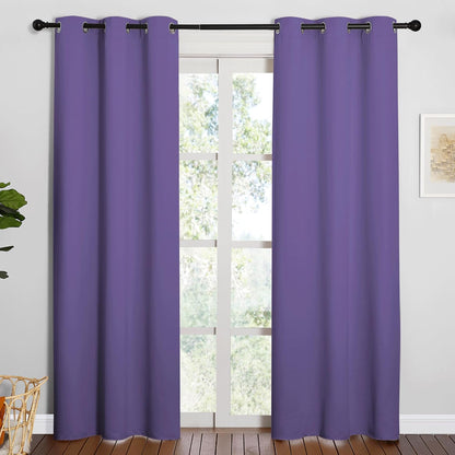 NICETOWN Halloween Pitch Black Solid Thermal Insulated Grommet Blackout Curtains/Drapes for Bedroom Window (2 Panels, 42 inches Wide by 63 inches Long, Black) - Colors D