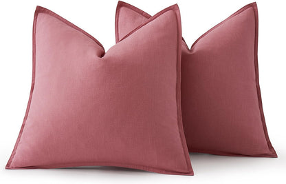 MIULEE Decorative Linen Euro Sham Pillow Covers 26x26 Cream White Boho Farmhouse Neutral Couch Throw Pillows for Bed Pack of 2 Accent Modern Pillowcase Sofa Livingroom Home Decor