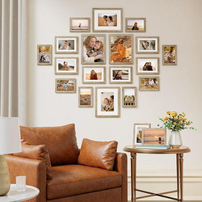 Vittanly 20 Pack Picture Frames Collage Wall Decor, Multi Sizes Including 4pcs 8x10, 8pcs 5x7 and 8pcs 4x6 Photo Frames, Gallery Frame Set for Wall or Tabletop Display, Black, Brown and Dark Grey