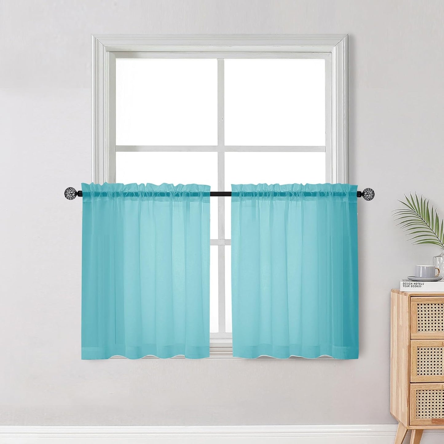 OWENIE Sheer Curtains 84 inches Long 2 Panels Set for Living Room/Bedroom, Rod Pocket Voile Sheer Panel Drapes, White, 2pcs, Each 42" W x 84" L - Colors A