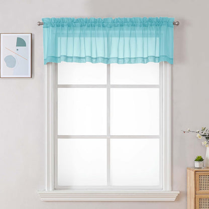 Chyhomenyc Sheer White Valances for Windows 2 Pack, Small Window Curtains for Living Room Bathroom Cafe Laundry Basement, Modern Top Dual Rod Pocket Voile Curtain, 42W x 14L inches, White - Colors A