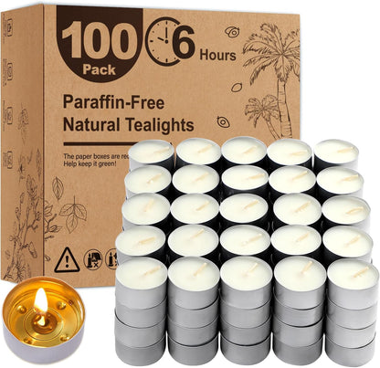 Unscented Tea Lights Candles 200 Pack,6 Hours Long Burning White Tea Candles Bulk,Non-Paraffin, Clean Burn, Smokeless, Palm Tealight Candles for Wedding,Centerpiece,Christmas Lights,Home Dceor