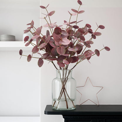 6pcs Real Touch Artificial Faux Eucalyptus Stems Dual-Sided Lifelike Leaves Fake Eucalyptus Greenery Plants for Wedding Flower Arrangement Centerpiece Bouquet Home Office Decor(Gray Green)