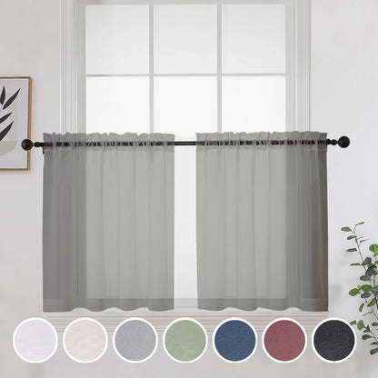 OWENIE Sheer Curtains 84 inches Long 2 Panels Set for Living Room/Bedroom, Rod Pocket Voile Sheer Panel Drapes, White, 2pcs, Each 42" W x 84" L - Colors A