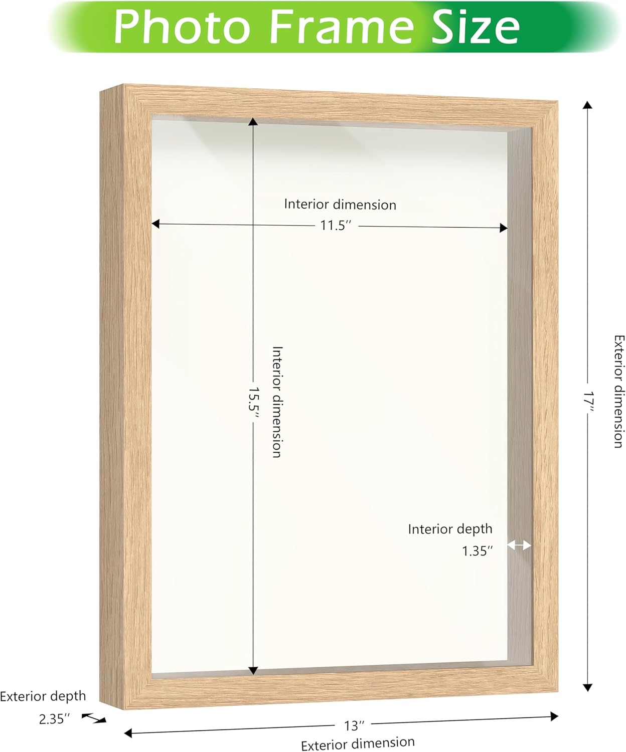 FrameWorks 11” x 14” Dark Oak Wooden Shadow Box Frame – Display Case with Soft Felt Back, Memory Box with Tempered Glass, Display Box with Elegant White Ball Push Pins, Wooden Flower Box