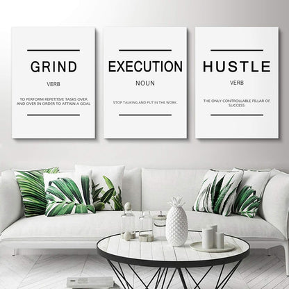 Inspirational Canvas Painting Wall Art -EPHANY ART,Mindset Quotes Prints, Success Framed Entrepreneur Poster Positive Quotes Wall Poster for Home Office Workplace (M-3pcs,12x16inchx3pcs)