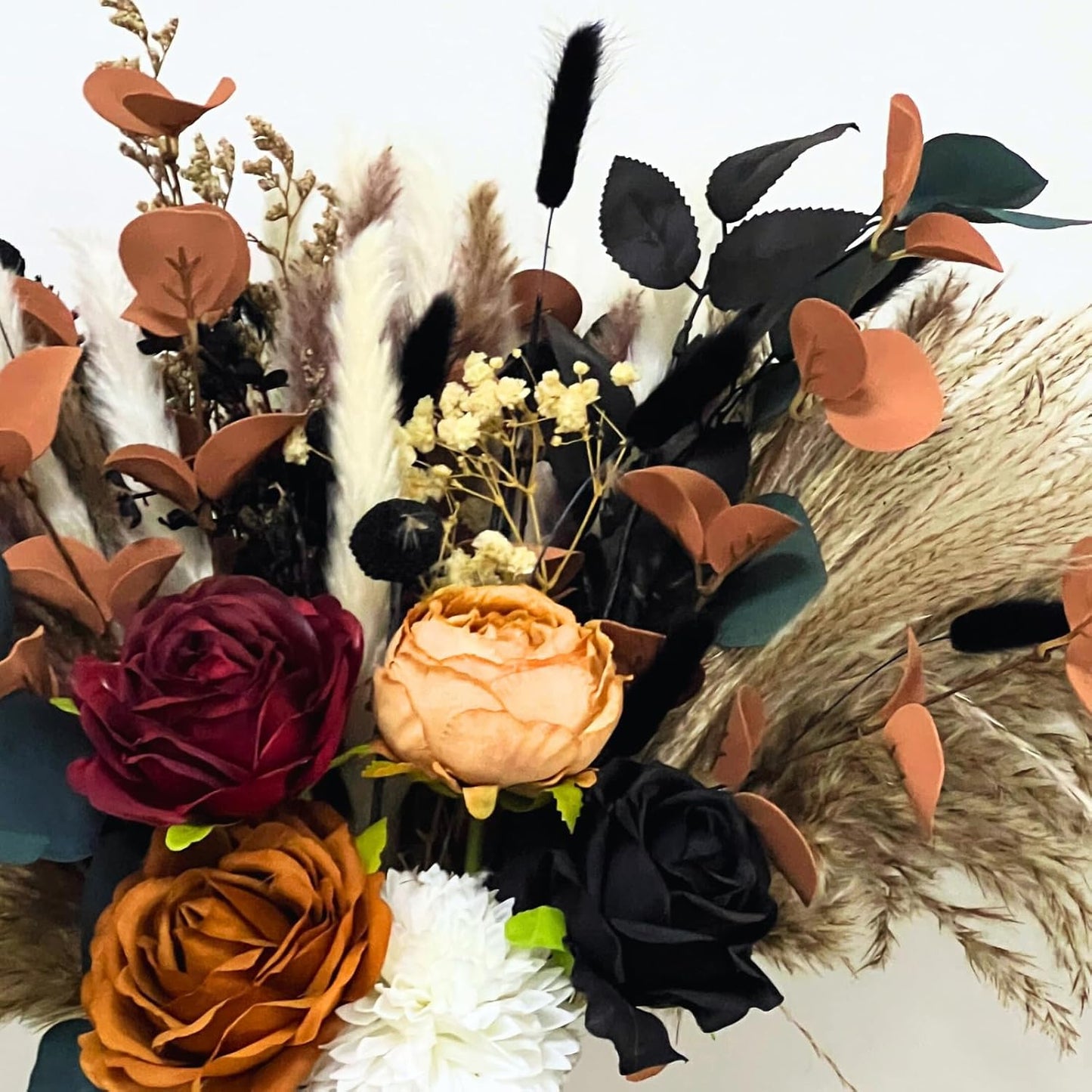 100pcs Artificial Flowers Arrangement With Vase Included, Dining Table Centerpiece Decorations, Fake Flowers in Vase, Dried Pampas Grass Floral Centerpieces, Coffee Table Decor, Centro de Mesa