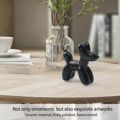 Notakia Cute Ceramics Balloon Dog Statue Crafts Gold Living Room Desktop Decorations,Handmade Modern Small Ceramic Animal Statue Ornament Gold Home Decor Accents