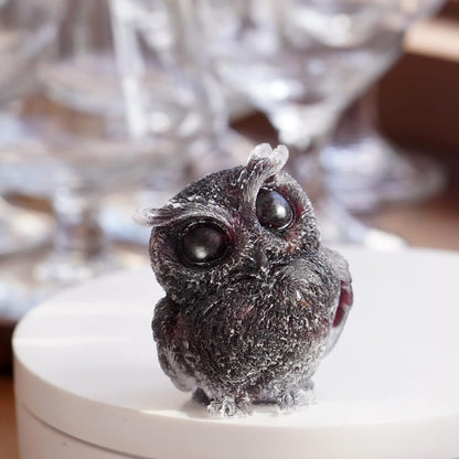 OwMell Owl Statue Tumbled Stone Gemstone Owl Figurine Home Decor Shelf Decor 2.5" - Turquoise