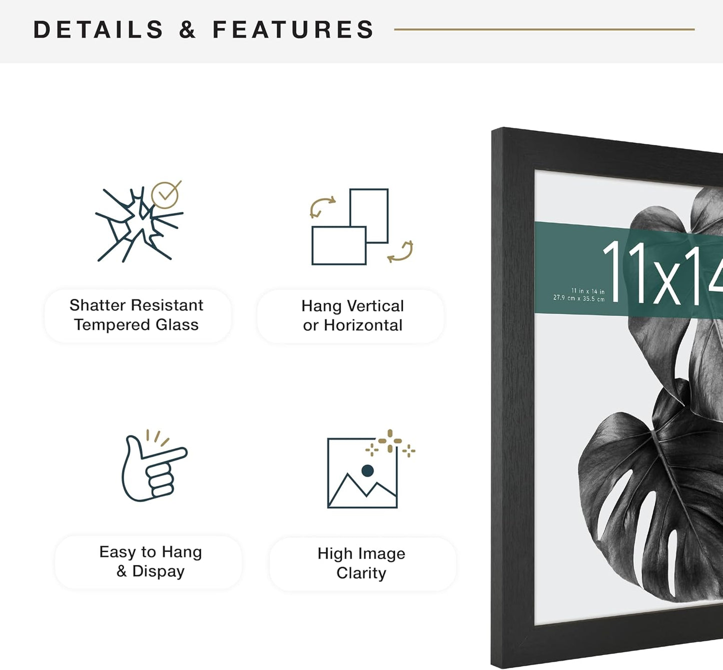 MCS Studio Gallery 16x24 Poster Frame Black Woodgrain Engineered Wood, Vertical & Horizontal Wall Hanging Large Picture Frame for Photos, Posters & Art Prints (1-Pack)