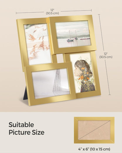 SONGMICS Collage Picture Frames, 4x6 for Wall Decor, Multi Family Photo for Gallery Decor, Hanging Display, Set of 4, Ink Black URPF25BK