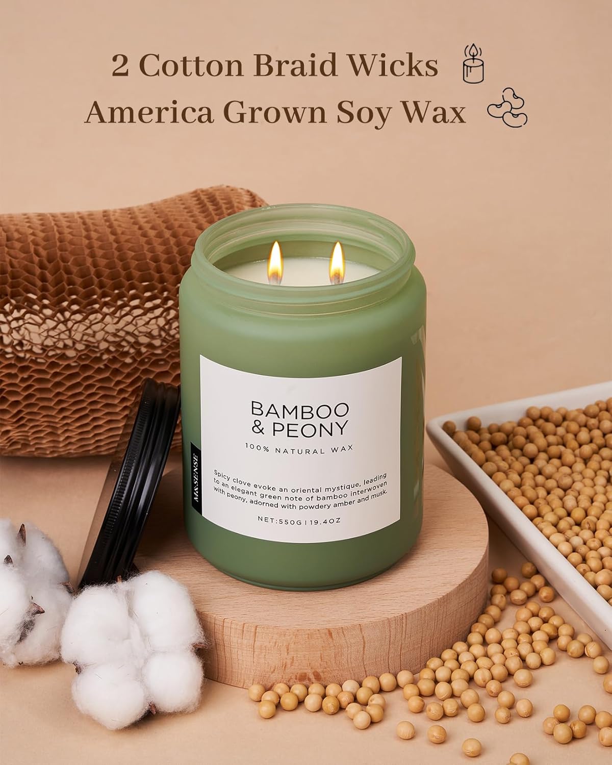 M&SENSE Eucalyptus & Mint Scented Jar Candle, Large 19.4oz Natural Soy Wax, 110-Hour Long Lasting Non-Toxic Clean Burning, Fresh Smelling Home Aromatherapy for Spa Stress Relief, Gifts for Men Women