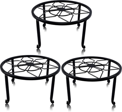 yosager 4 Pack Metal Plant Stands for Flower Pot, Heavy Duty Black Iron Potted Stand Holder, Indoor Outdoor Rustproof Metal Planter Container Round Supports Display Rack for Home & Garden Decor