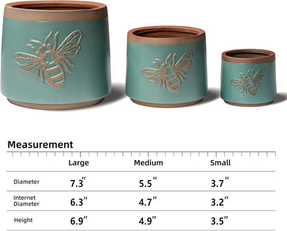 YBX 8 Inch + 6 Inch Ceramic Plant Pots, Succulent Flower Pots with Drainage Holes, Terracotta Planters for Indoor Plants, White&Terracotta (Garden)