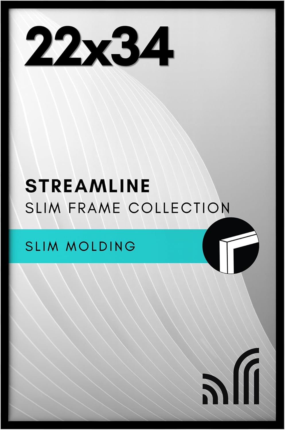 Americanflat 24x36 Poster Frame with Polished Plexiglass - Streamline Collection - Thin Border Picture Frame for Wall Display - Hanging Hardware Included - Black - Colors D