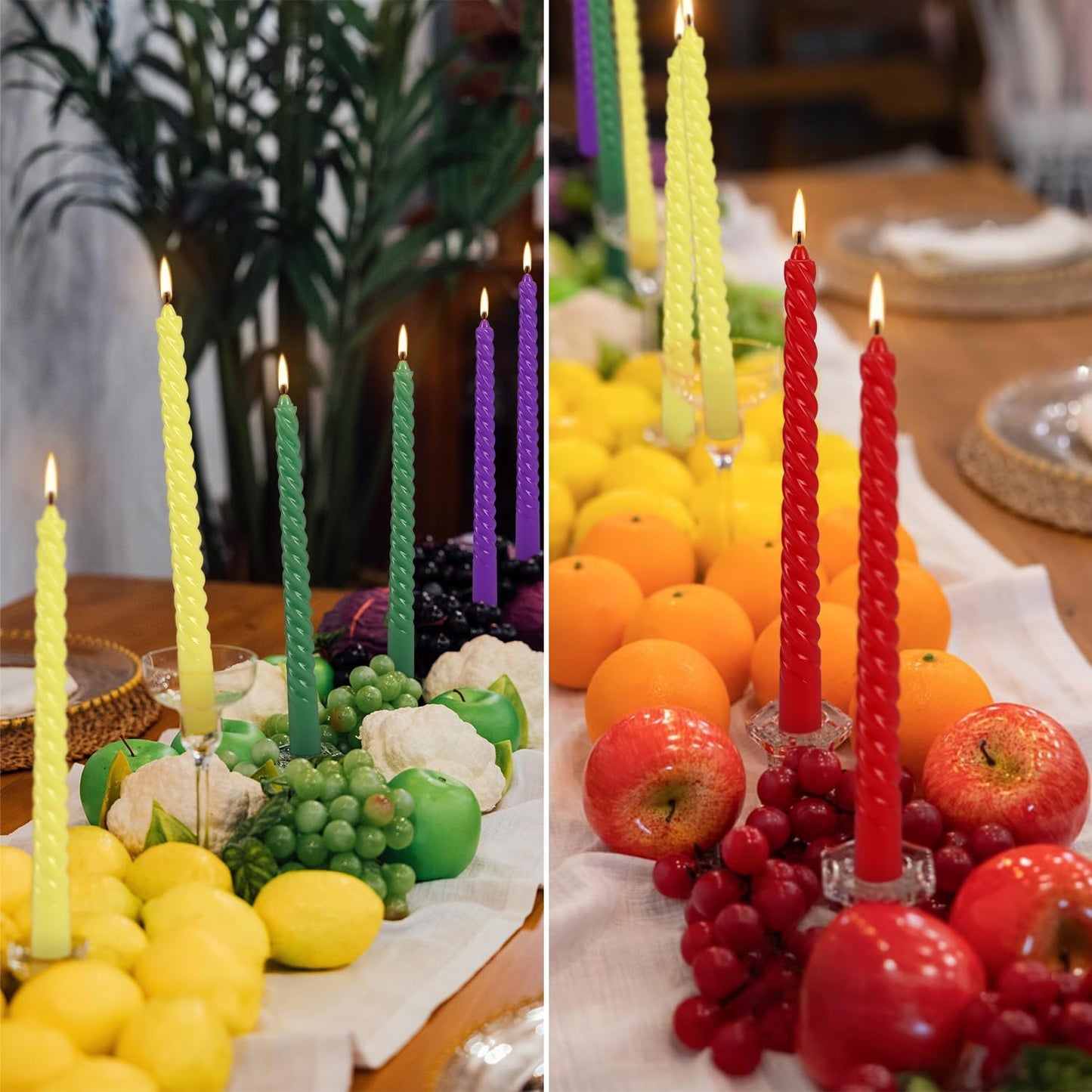 30-Pack 10-Color Taper Candles - 10 Inch Dripless & 10-Hour Burn｜Wedding/Birthday/Home Decor with Premium Wax