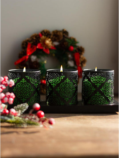 CANDWAX 3x4 inch Pillar Candles Set of 3 – Unscented Dripless Rustic Dark Blue Candles for Room Decor, Weddings, Centerpieces