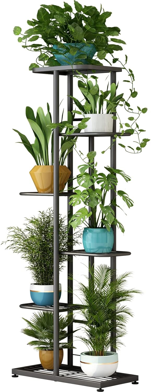 LINZINAR Plant Stand Indoor Outdoor Corner 4 Tier Metal Plant Shelf Patio Plant Rack for Garden Corner Balcony Living Room
