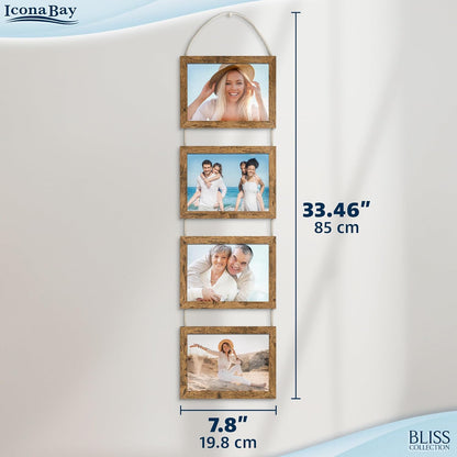 Icona Bay - 4x6 Wall Hanging Picture Frames Collage with 8 Openings - Distressed White, 2 Pack - Casual Style Engineered Wood Frames - Wall Mount Only - Bliss Collection