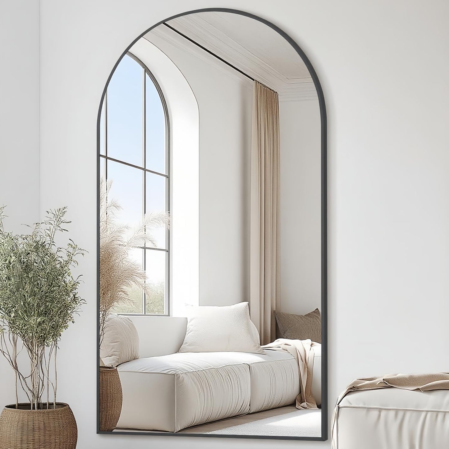 Prywot Arched Full Length Mirror, 70"x26" Free Standing Floor Mirror, Modern Full Body Mirrors with Stand, Wall Mirrors with Aluminum Alloy Frame for Bedroom,Living Room, Gold