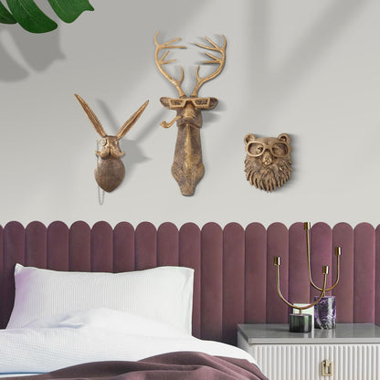 UITWMKTG 5 Pack Animal Head Wall Decor Gold Wall Sculpture Home Decor for Office Bedroom Modern Decor for Men Women