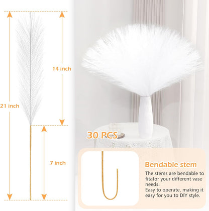 Pampas Grass Decor 30 Pcs 21.7 Inch Faux Brown Pampas Grass Bulk Artificial Dried Flowers Small Vase Filler Pompas Grass.