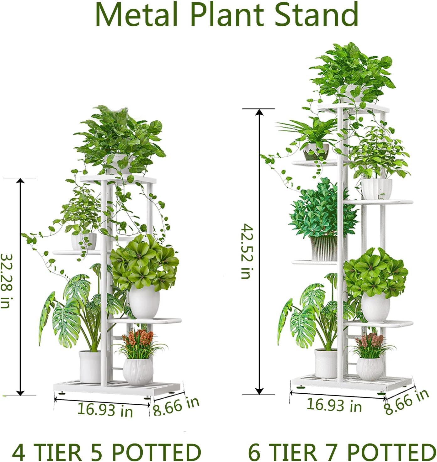 LINZINAR Plant Stand Indoor Outdoor Corner 4 Tier Metal Plant Shelf Patio Plant Rack for Garden Corner Balcony Living Room