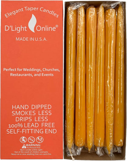 D'light Online White Taper Candles, 10 Inch Premium Quality Candles Hand-Dipped Tapered Candles, Dripless, Smokeless and Unwrapped Bulk Pack for Events - Set of 12 (10 Inch, White)
