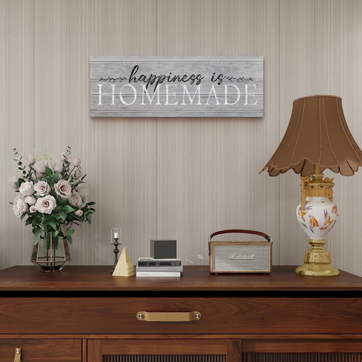 Quotes Wall Decor Enjoy the Little Things Sign Family Wall Signs Canvas Prints Rustic Wooden Wall Art Wood Pictures for Living Room Bedroom Office Home Decor, 6 X 17 Inch Framed