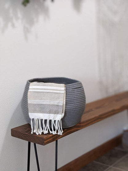 Goodpick Wicker Storage Basket for Living Room, Small Round Woven Basket for Toys, Towel, Bedroom, Children Corner Decoration Plant Baskets Indoor, Jute, 10"D x 8.3"H