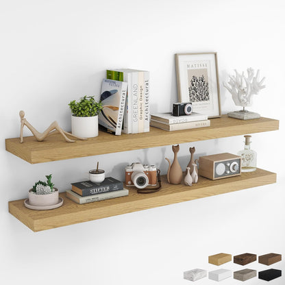 RICHFOCUS 72Inch Floating Shelves for Wall 2 Pack Shelves for Bedroom|Kitchen|Bathroom Wall Mounted Rustic Wood Floating Shelf with Invisible Brackets for Books|Storage|Decor, Rustic Brown