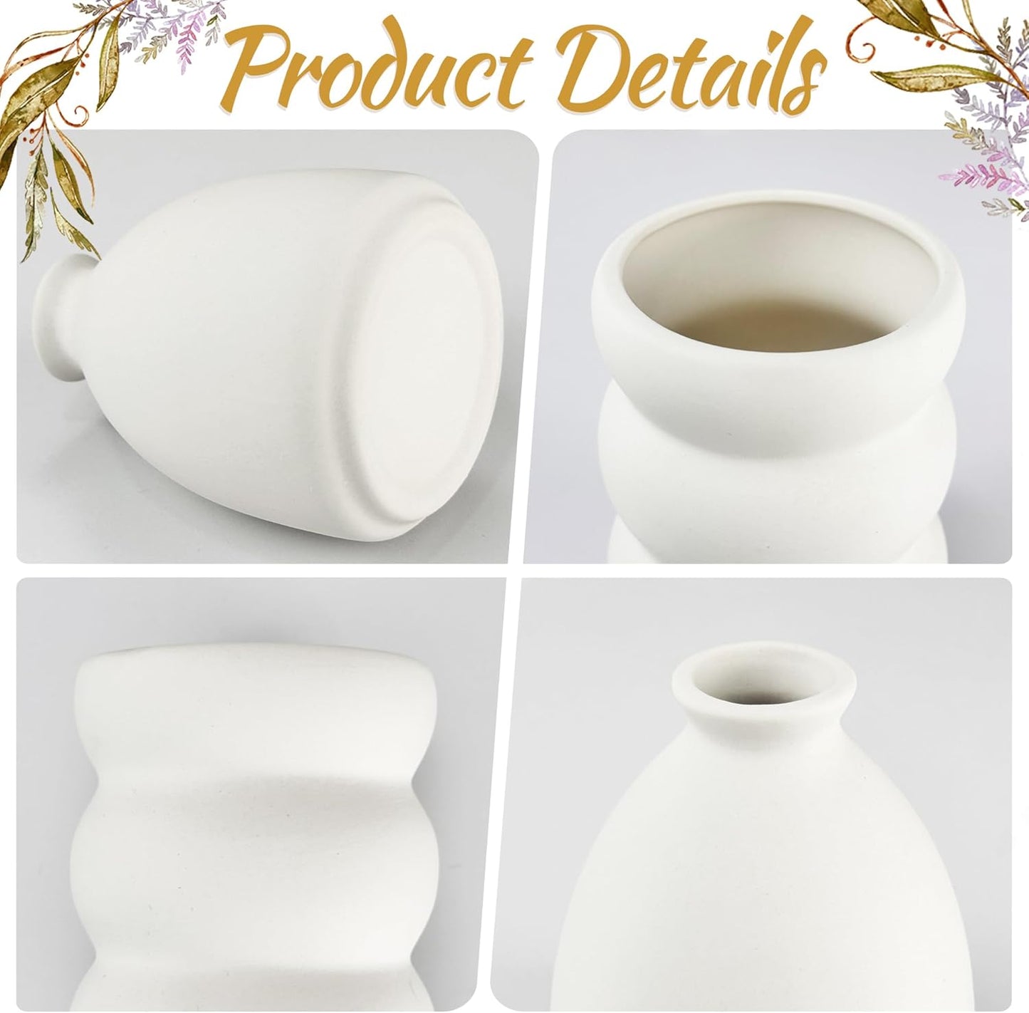 White Vases Set of 10, Small Ceramic Flower Vases Bulk Bud Vases for Wedding Table Centerpieces Decor Pampas Grass Modern Boho Home Party Decor DIY Gift