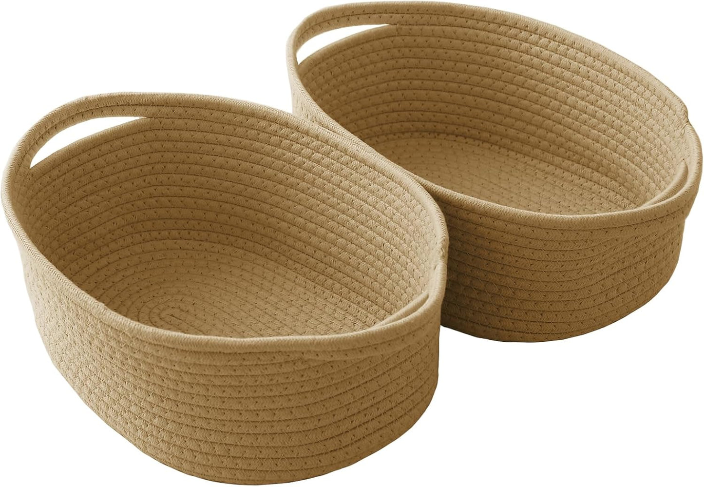 JMvicyroam Woven Basket,Small Rope Storage Bin with Handles & Ribbon Bag, Organizer for Shelves Closets,Gift Basket Empty for Birthday,Books,Dog Toys,White