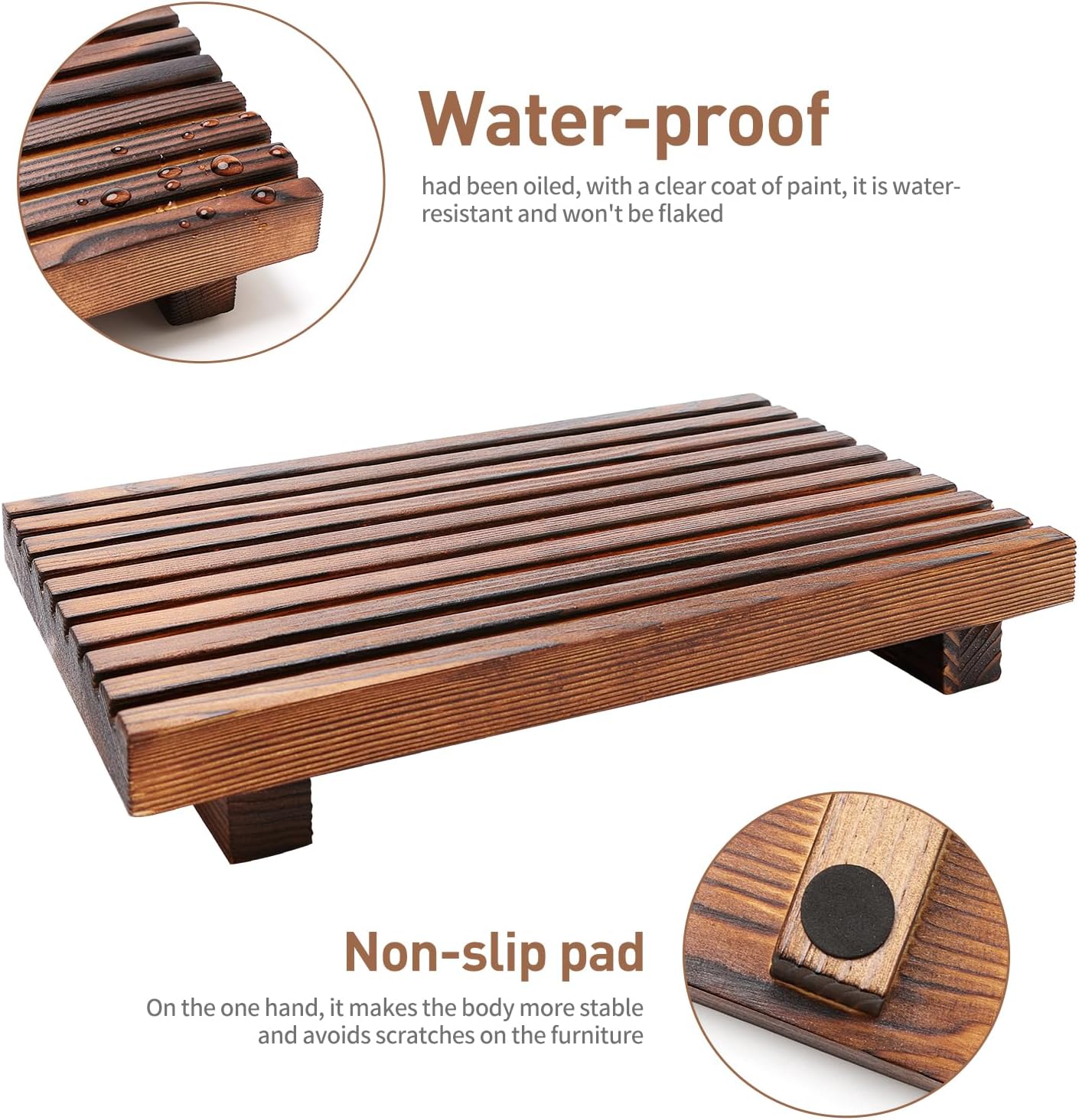 Renawe Farmhouse Bathroom Counter Tray Wood Display Pedesta Stand Kitchen Countertop Trays Decorative Wooden Riser Dish Soap Dispenser Holder for Bathroom Sink Accessories Kitchen Decor Vanity Tray
