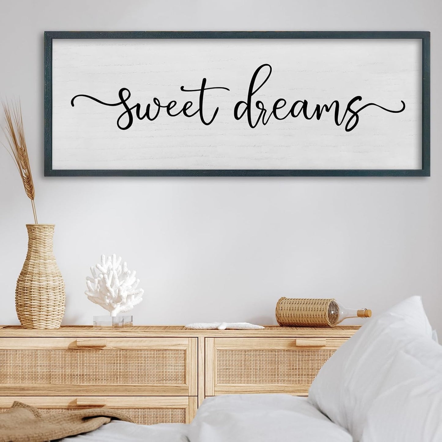 FZMHASLWW Gather Sign Wall Decor 32"×12" Large Wooden Framed for Dining Room Simple Home Kitchen Hanging Art (Wood)