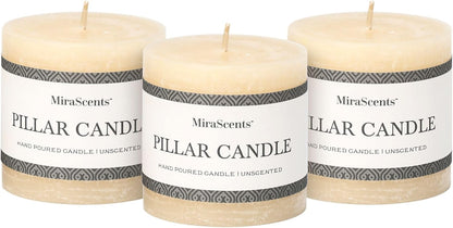 3x6 Inch Sage Green Pillar Candles Set of 3 - Unscented Spring, Long Clean Burning, Large Smokeless Dripless for Home Decor, Dinner Table, Bathroom, Rustic Decor